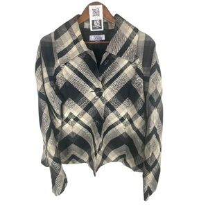 NINE & CO blk white grey printed jacket coat // XL